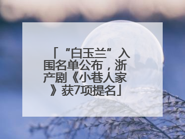 “白玉兰”入围名单公布，浙产剧《小巷人家》获7项提名