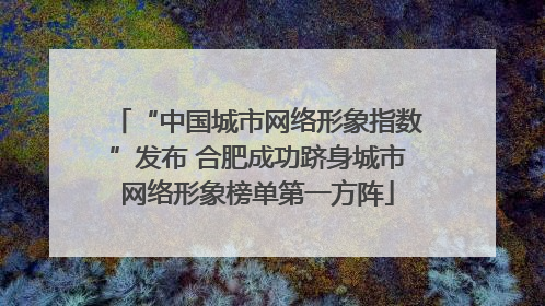 “中国城市网络形象指数”发布 合肥成功跻身城市网络形象榜单第一方阵