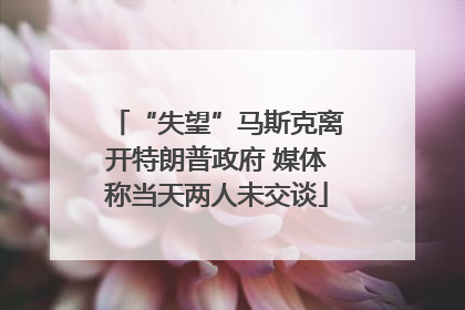 “失望”马斯克离开特朗普政府 媒体称当天两人未交谈