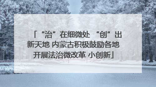 “治”在细微处 “创”出新天地 内蒙古积极鼓励各地开展法治微改革 小创新