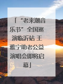 “老来潮音乐节”全国巡演临沂站 王雅宁助老公益演唱会即将启幕