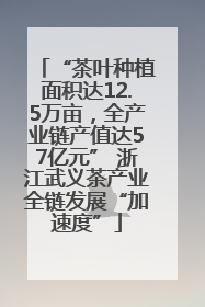 “茶叶种植面积达12.5万亩，全产业链产值达57亿元” 浙江武义茶产业全链发展“加速度”