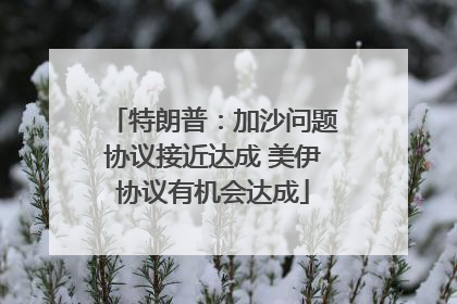 特朗普：加沙问题协议接近达成 美伊协议有机会达成