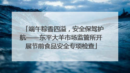端午粽香四溢，安全保驾护航——东平大羊市场监管所开展节前食品安全专项检查