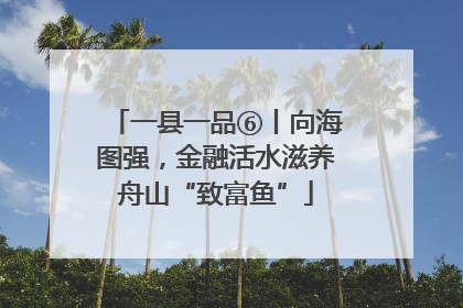 一县一品⑥丨向海图强，金融活水滋养舟山“致富鱼”