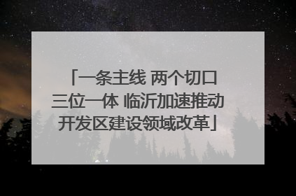 一条主线 两个切口 三位一体 临沂加速推动开发区建设领域改革