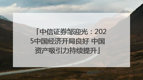 中信证券邹迎光：2025中国经济开局良好 中国资产吸引力持续提升