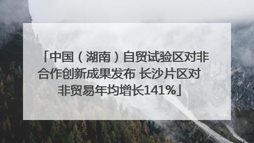 中国（湖南）自贸试验区对非合作创新成果发布 长沙片区对非贸易年均增长141%