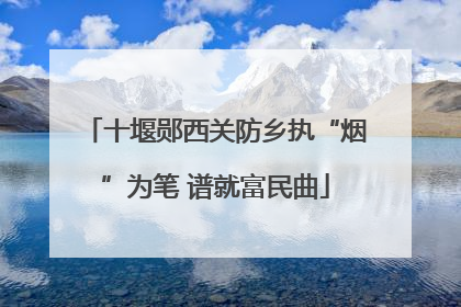 十堰郧西关防乡执“烟”为笔 谱就富民曲