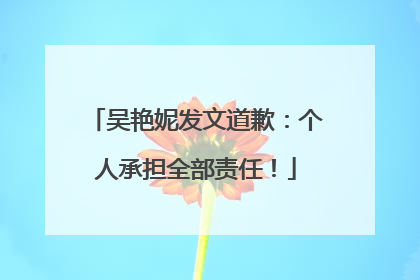 吴艳妮发文道歉：个人承担全部责任！