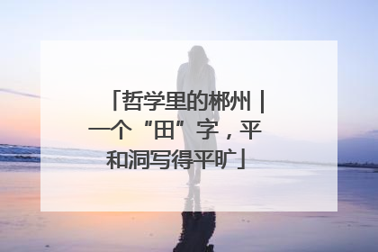 哲学里的郴州｜一个“田”字，平和洞写得平旷