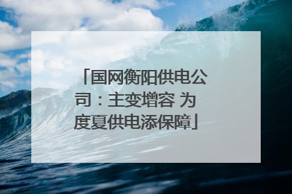 国网衡阳供电公司：主变增容 为度夏供电添保障