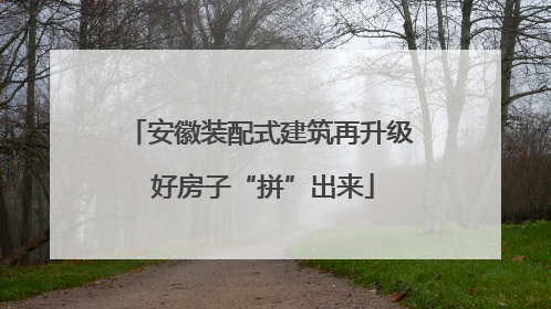 安徽装配式建筑再升级 好房子“拼”出来