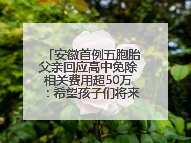 安徽首例五胞胎父亲回应高中免除相关费用超50万：希望孩子们将来不辜负社会各界的帮助与支持