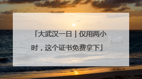 大武汉一日｜仅用两小时，这个证书免费拿下