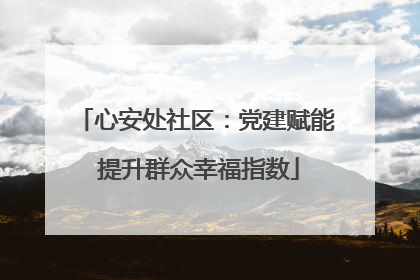 心安处社区：党建赋能 提升群众幸福指数