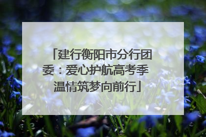 建行衡阳市分行团委：爱心护航高考季 温情筑梦向前行