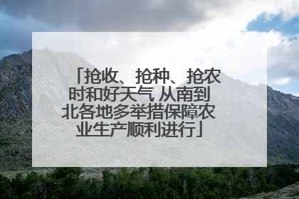 抢收、抢种、抢农时和好天气 从南到北各地多举措保障农业生产顺利进行