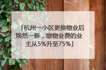 杭州一小区更换物业后焕然一新，缴物业费的业主从5%升至75%