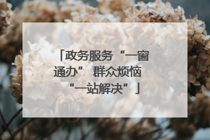 政务服务“一窗通办” 群众烦恼“一站解决”