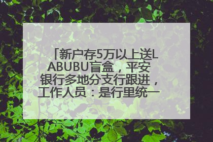 新户存5万以上送LABUBU盲盒，平安银行多地分支行跟进，工作人员：是行里统一的，进货渠道不清楚