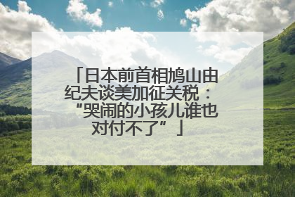 日本前首相鸠山由纪夫谈美加征关税：“哭闹的小孩儿谁也对付不了”