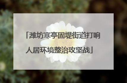 潍坊寒亭固堤街道打响人居环境整治攻坚战