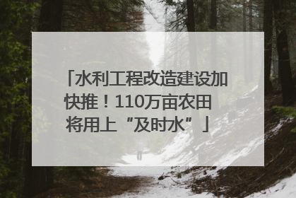 水利工程改造建设加快推！110万亩农田将用上“及时水”