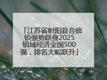 江苏省射阳县合德镇强势跻身2025镇域经济全国500强，排名大幅跃升