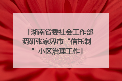 湖南省委社会工作部调研张家界市“信托制”小区治理工作