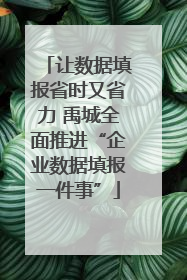 让数据填报省时又省力 禹城全面推进“企业数据填报一件事”
