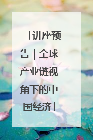 讲座预告｜全球产业链视角下的中国经济