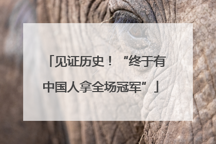 见证历史！“终于有中国人拿全场冠军”