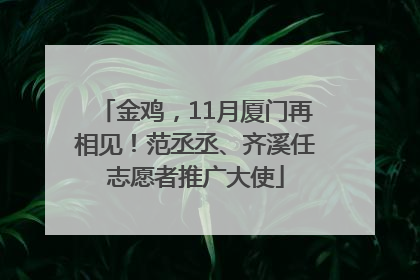 金鸡，11月厦门再相见！范丞丞、齐溪任志愿者推广大使