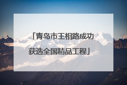 青岛市王相路成功获选全国精品工程