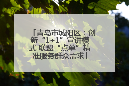 青岛市城阳区：创新“1+1”宣讲模式 联盟“点单”精准服务群众需求