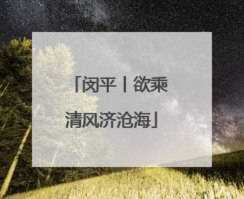 闵平丨欲乘清风济沧海