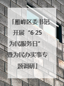 雁峰区委书记开展“6·25为民服务日” 暨为民办实事专题调研