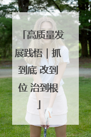 高质量发展践悟｜抓到底 改到位 治到根