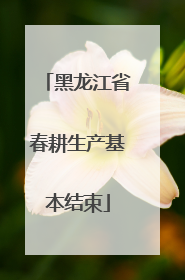 黑龙江省春耕生产基本结束