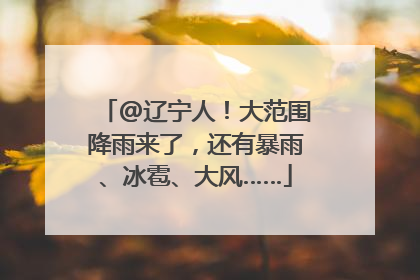 @辽宁人！大范围降雨来了，还有暴雨、冰雹、大风……